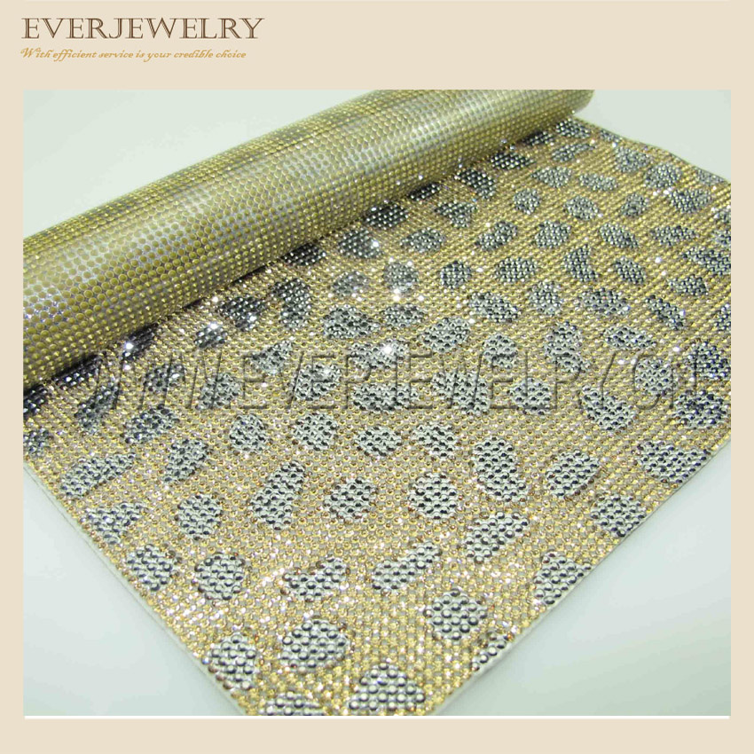 24*40 Hot Fix Round Design Crystal Rhinestone Mesh