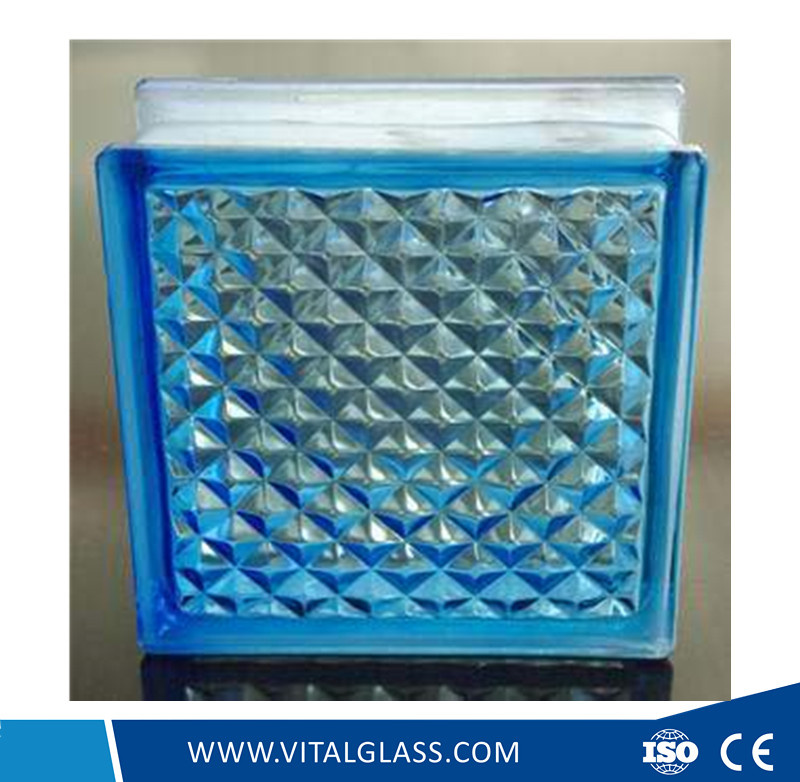 Blue Lattice Glass Block for Decoration