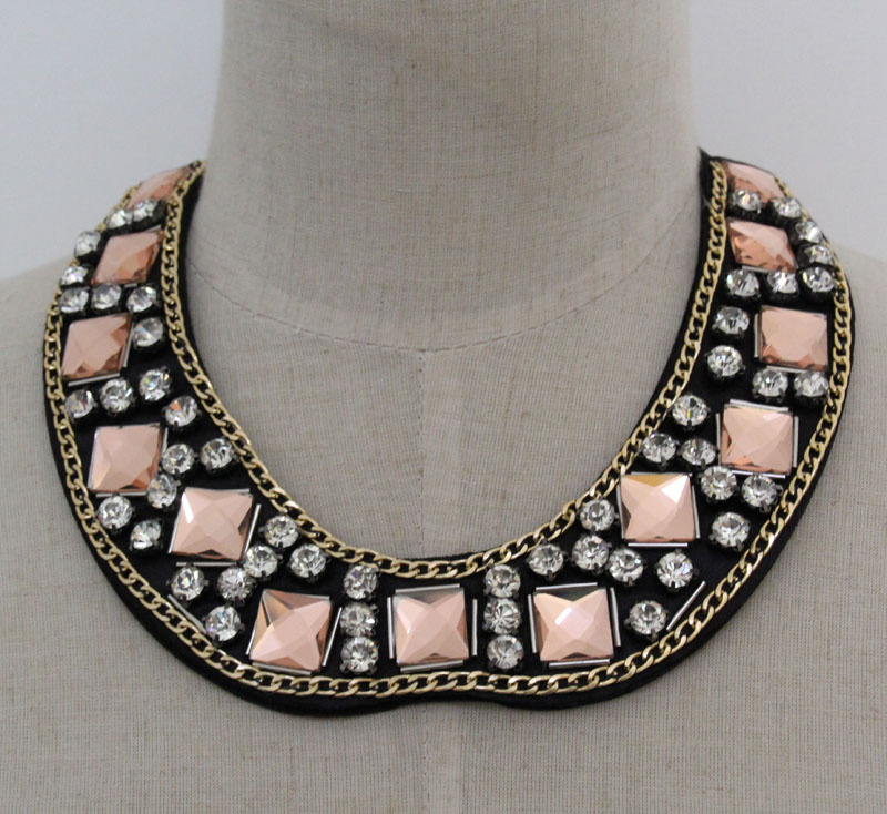 Lady Square Crystal Chunky Choker Fashion Collar Necklace (JE0162)