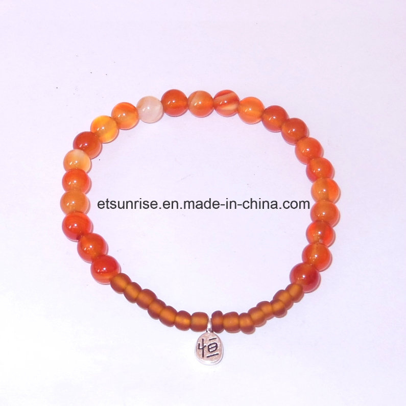 Semi Precious Stone Natural Crystal Carnelian Bead Bracelet