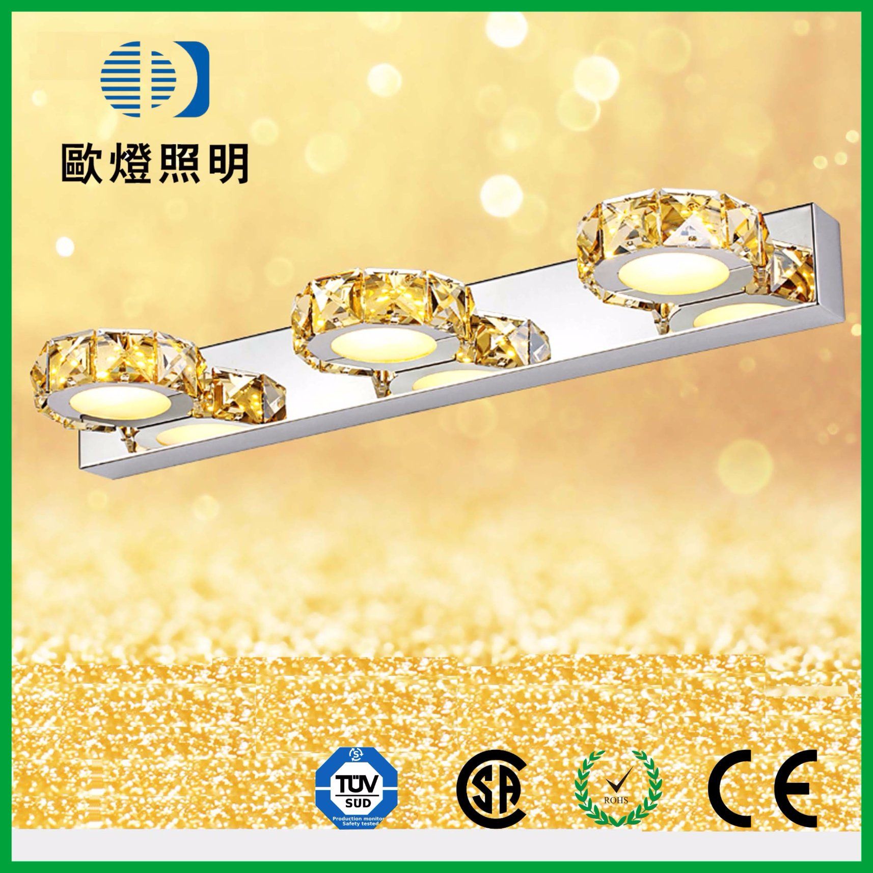 9W 95-265V 3000-4500K LED Modern Crystal Mirror Front Light