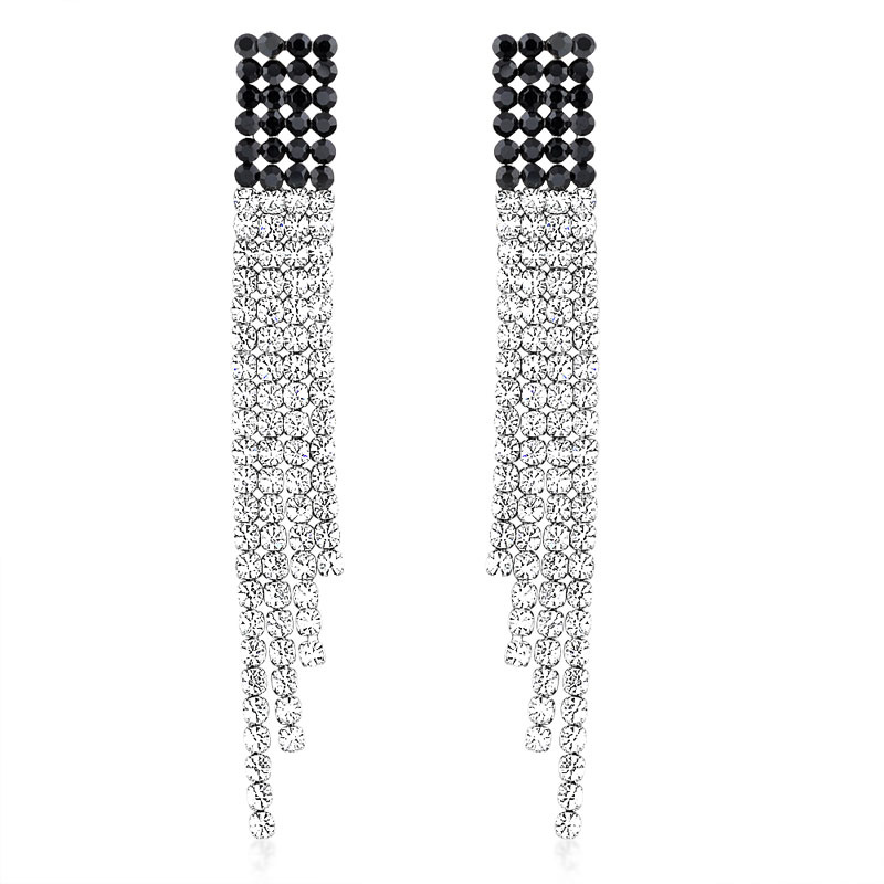 Elegant Jewelry Tassel Style Wedding Bridal White Gold Crystal Earring