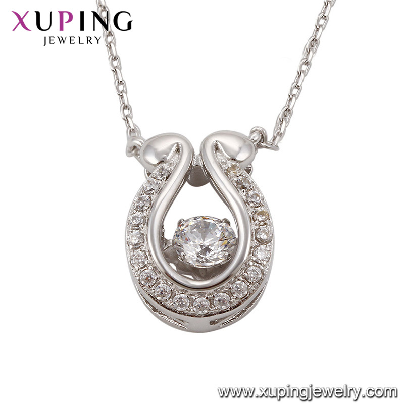 Necklace-00073 Xuping Dubai Gold Jewelry Dancing Stone Necklace Crystals From Swarovski