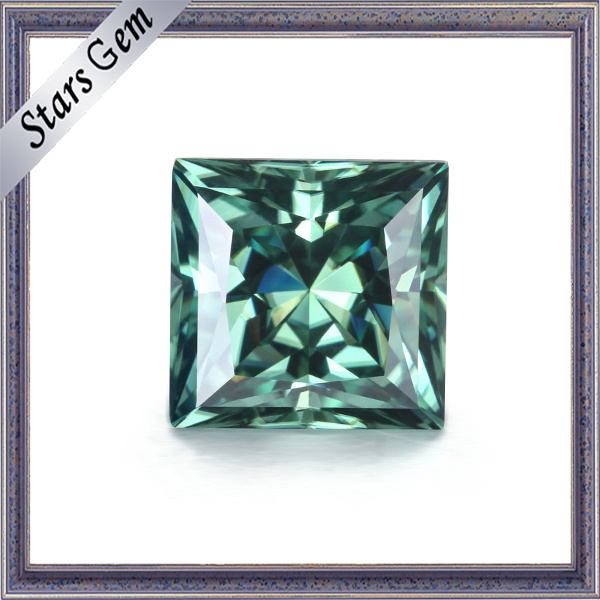 Green Color 9*9mm Squar Princess Cut Loose Moissanite