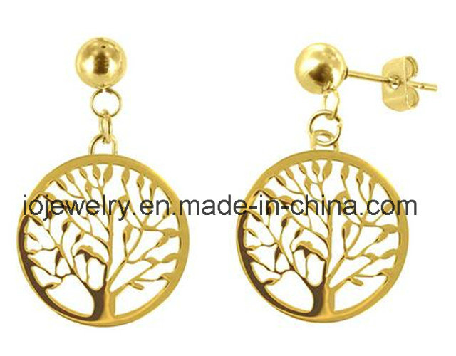 Life Tree Rose Gold Plated Cut out Jewelry Earrings
