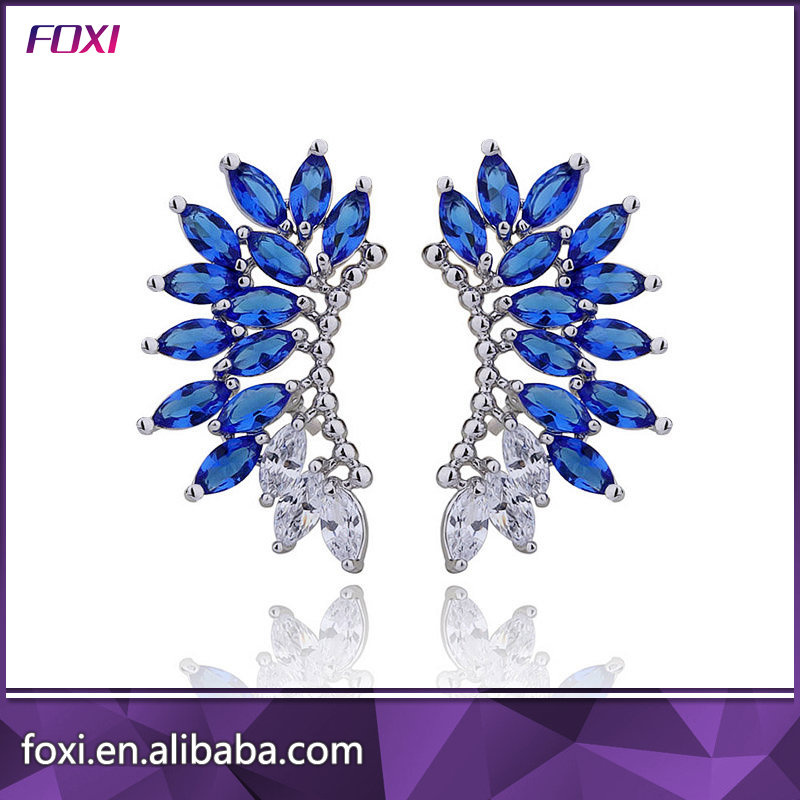 Fancy Brazilian Gold Jewelry Crystal Brass Stud Earrings