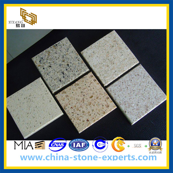 Solid Surface White Artificial Quartz Stone for Kitchen Countertop (YQZ-QS1010)