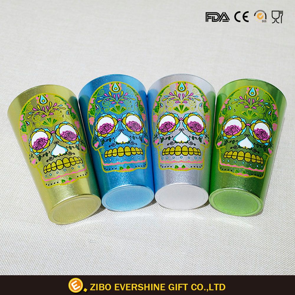 Skull Head Pint Beer Wine Glass Tumbler with Color Painting