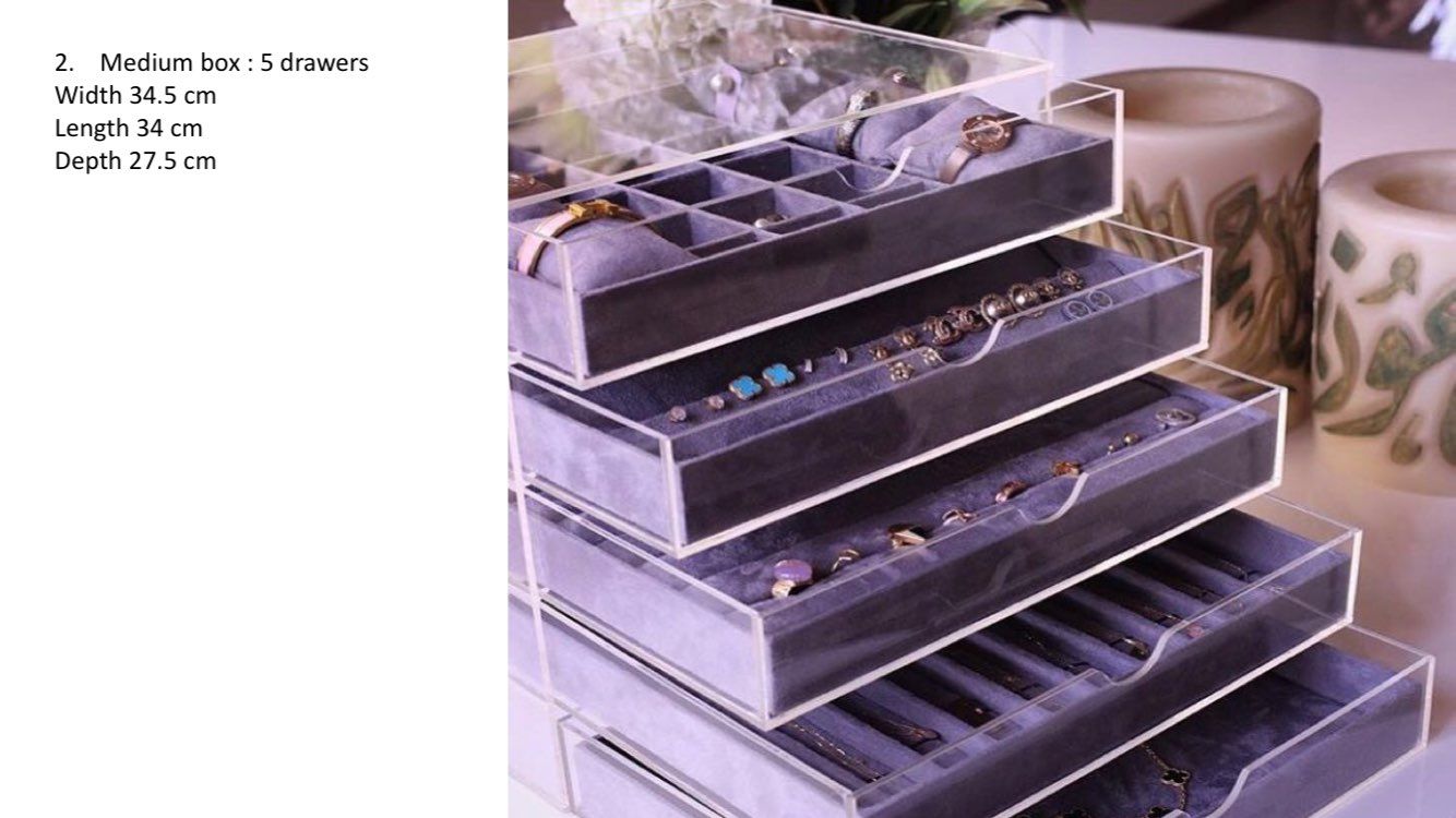 Acrylic Jewelry Display Box in Store Shop, Jewelry Drawer Boxes