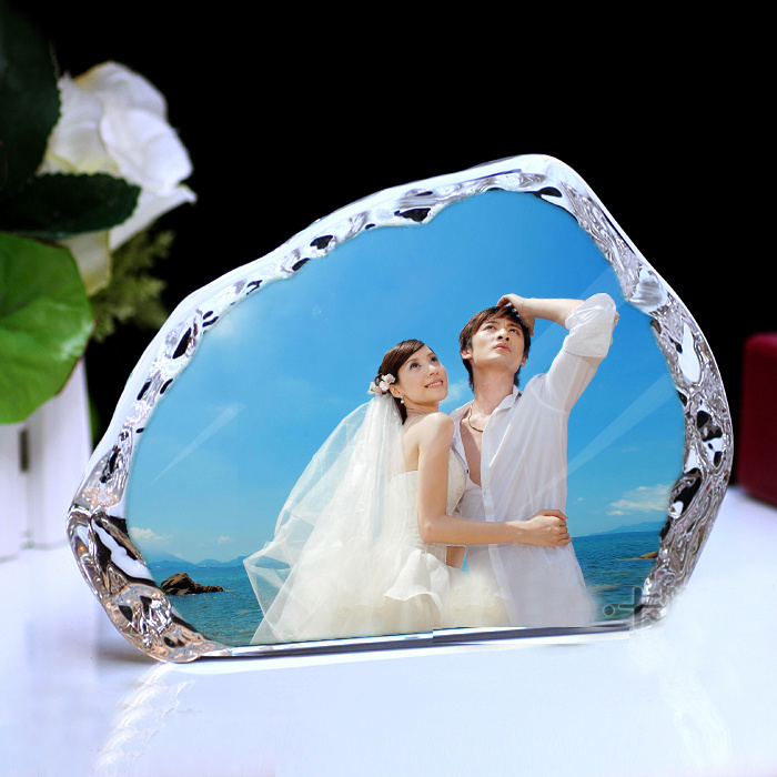 Home Decoration High Quality Crystal Glass Iceberg Photo Frame