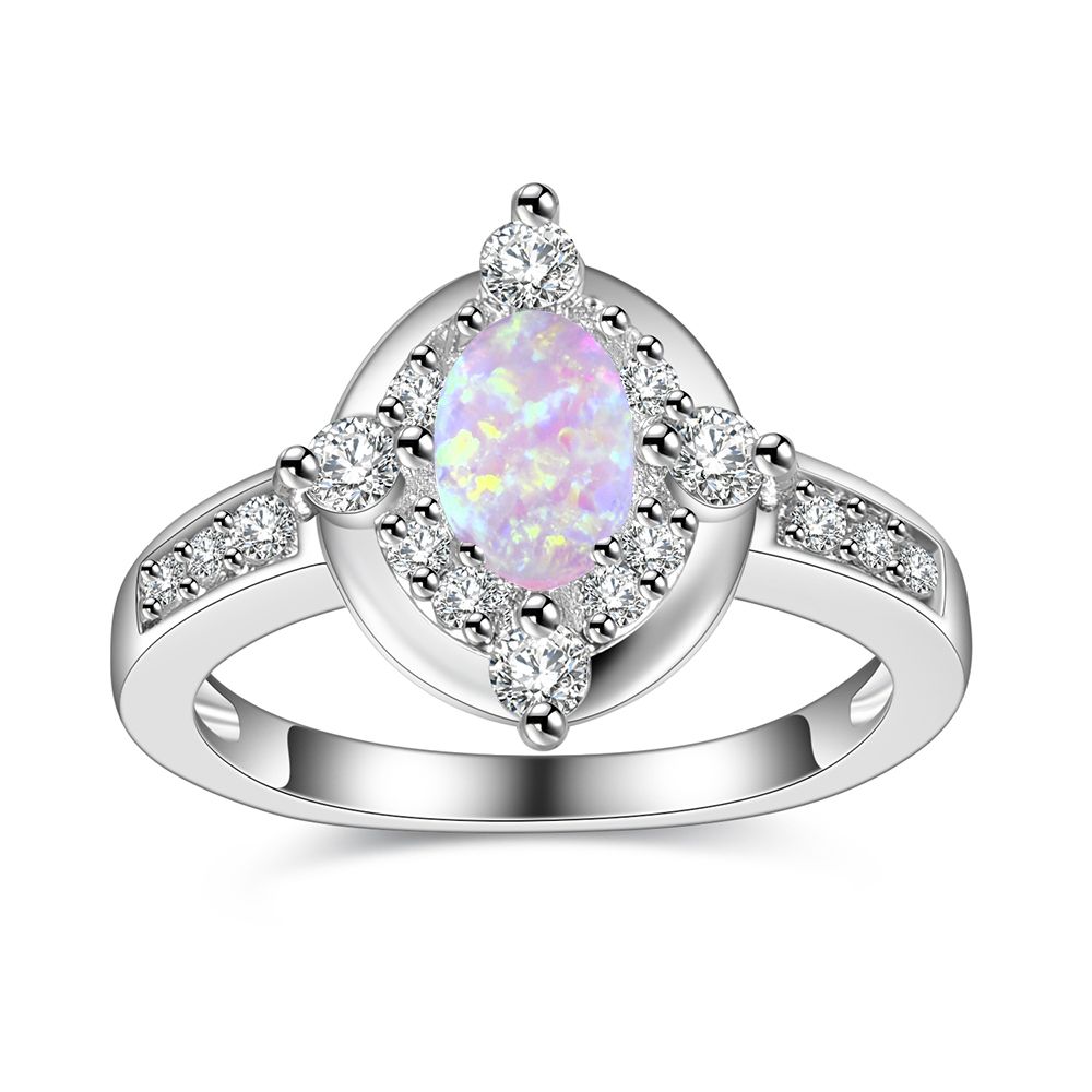 Fashion Zinc Alloy Gold Ring Oval Opal Finger Ring Gold Plated Design for Women