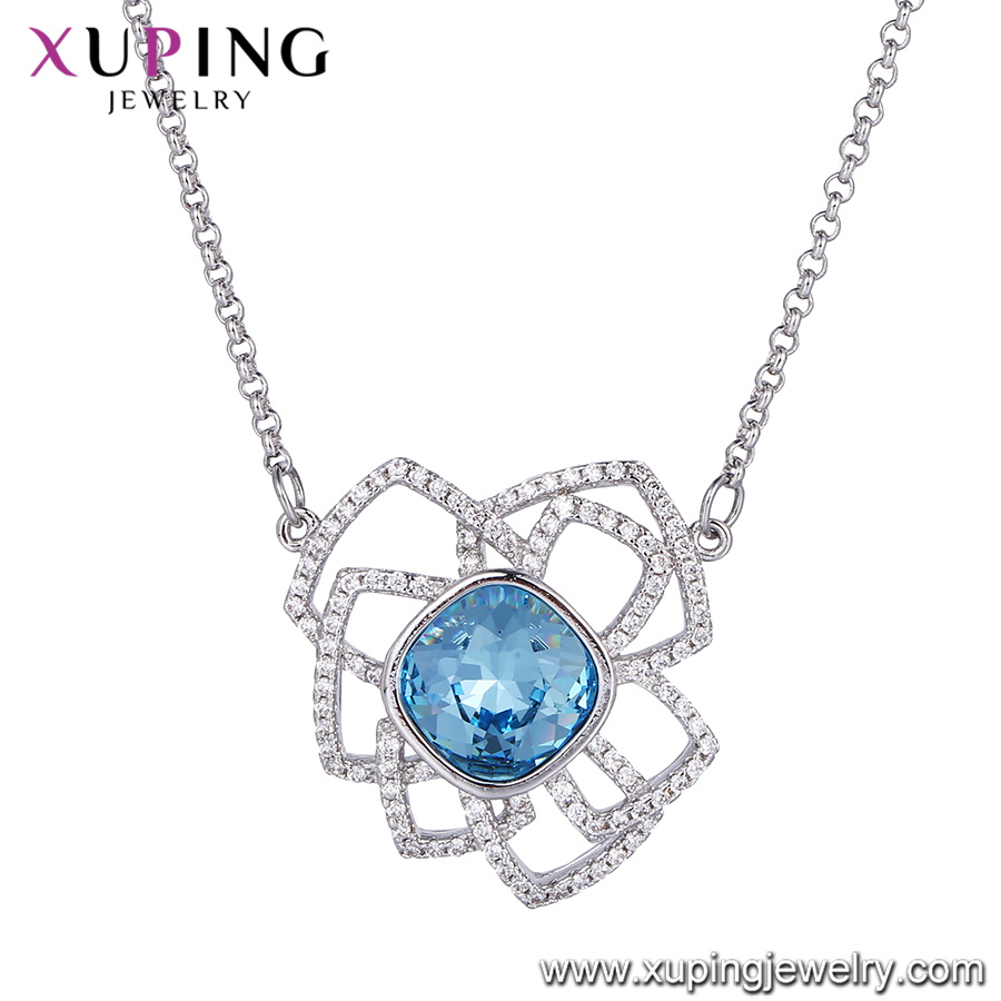 44014 Xuping Ladies Fashion White Gold Designs Jewelry, Crystals From Swarovski Horseshoe Necklace