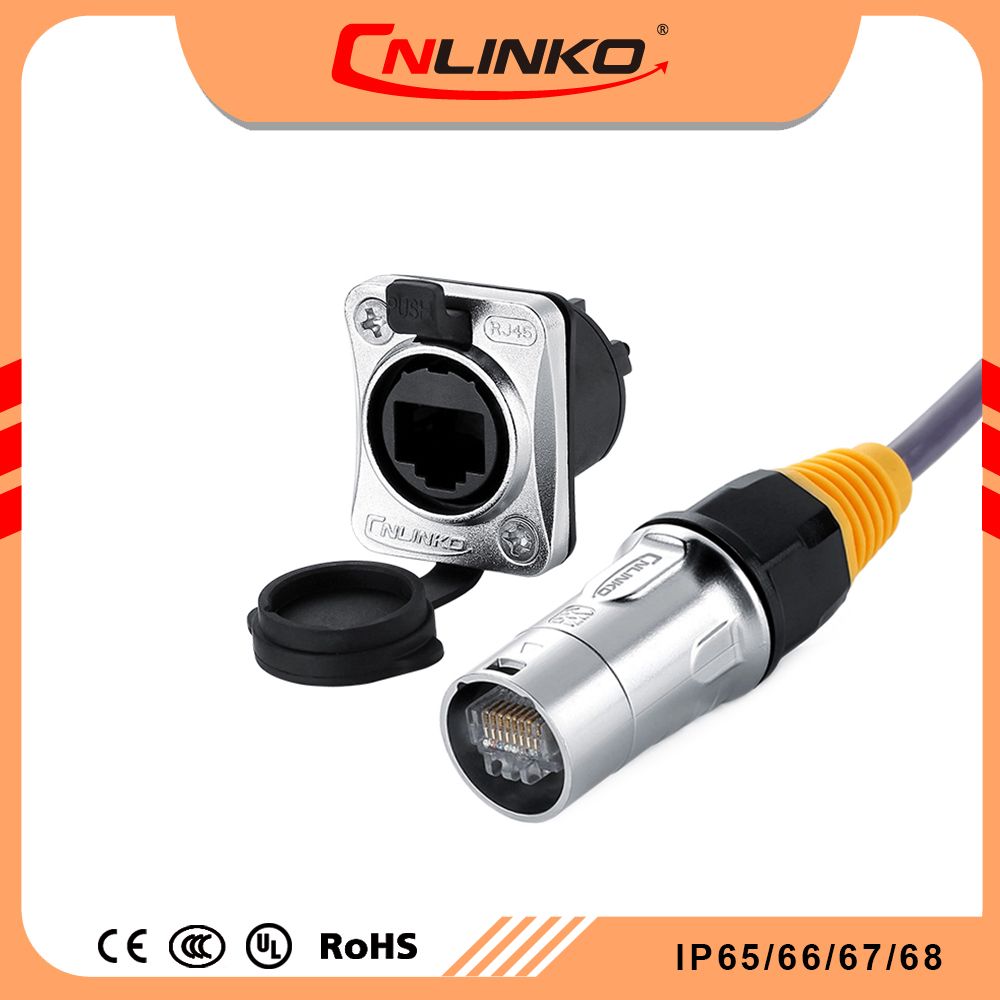 Fast Operation Easy Inltallation Cat5e Sockets Connector Socket Dual Ethernet Ports IP65 Crystal Cable