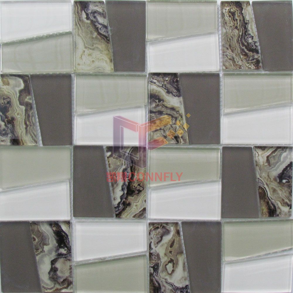 Modern Design Crystal Glass Mosaic Mixed by Matt and Grossy Face (CFC651)