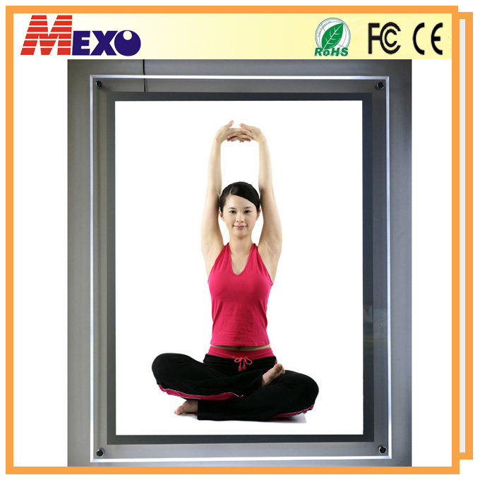 Single Sided Acrylic Photo Frame Slim LED Light Box for Fashion Salon