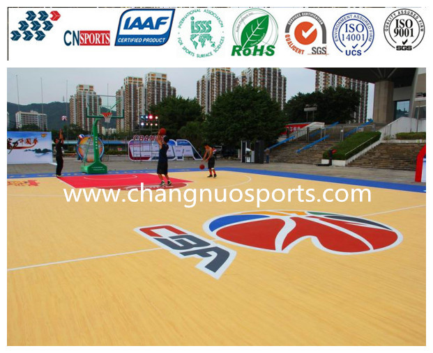 Resilient Slicon PU Basketball Court of Wooden Texture Pattern