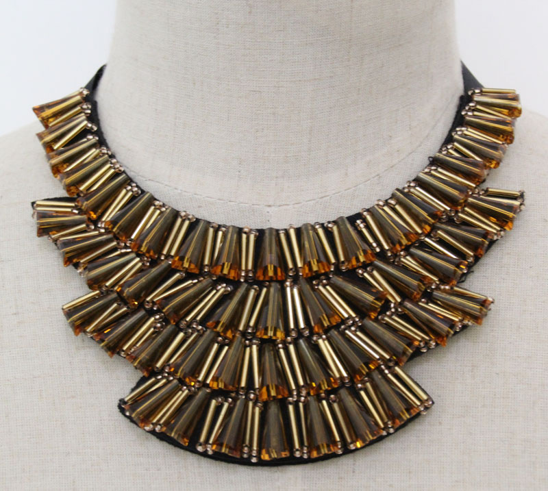 Lady Fashion Costume Jewelry Crystal Chunky Choker Necklace (JE0160-champagne)