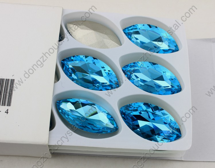 Navette Shape Aquamarine Crystal Rhinestone Point Back Crystal Strass for Apparel