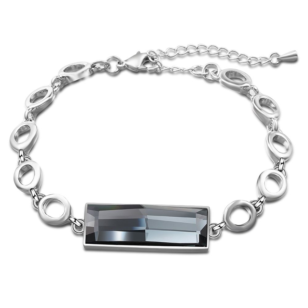 Grey Glass Crystal Charming Gemstone 18K Gold Costume Jewelry Women Bracelet