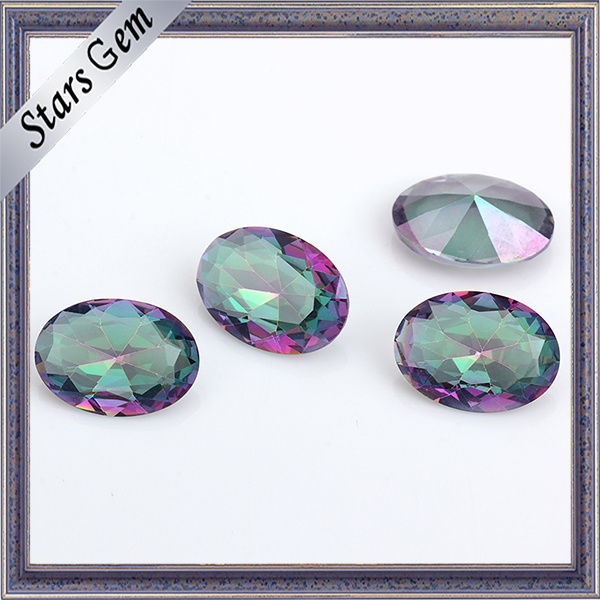 Special Rainbow Color Oval Shape Crystal Glass Gemstone