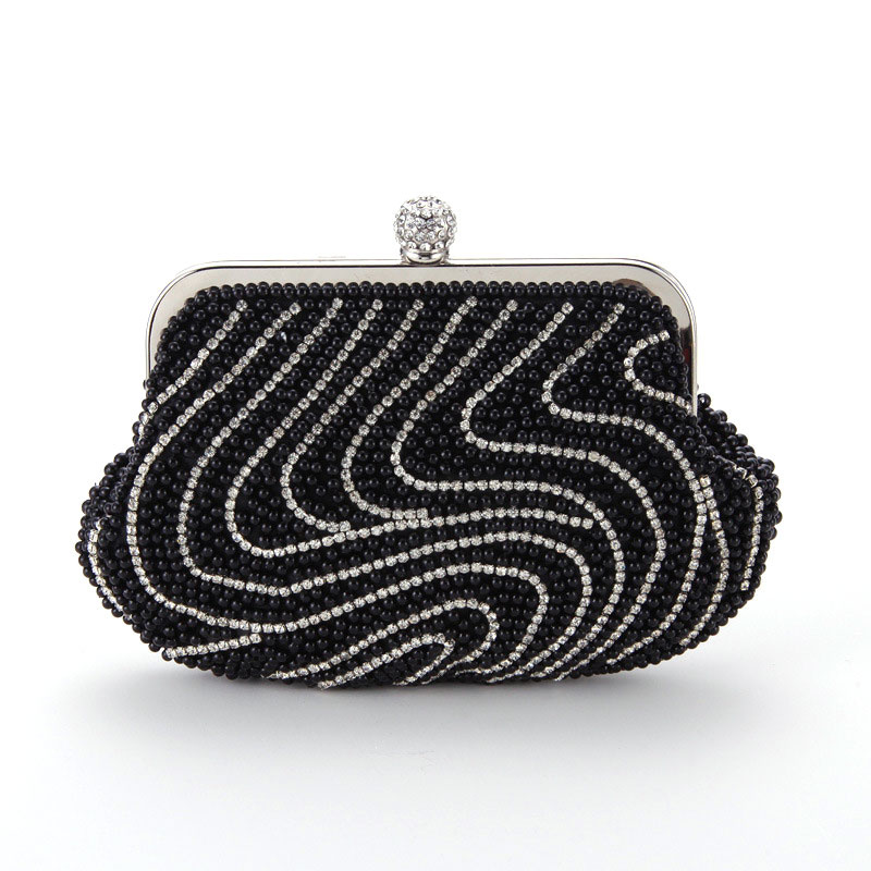 Fashion Shining Diamond Ring Vintage Designer Party Pearl Clutch Bag