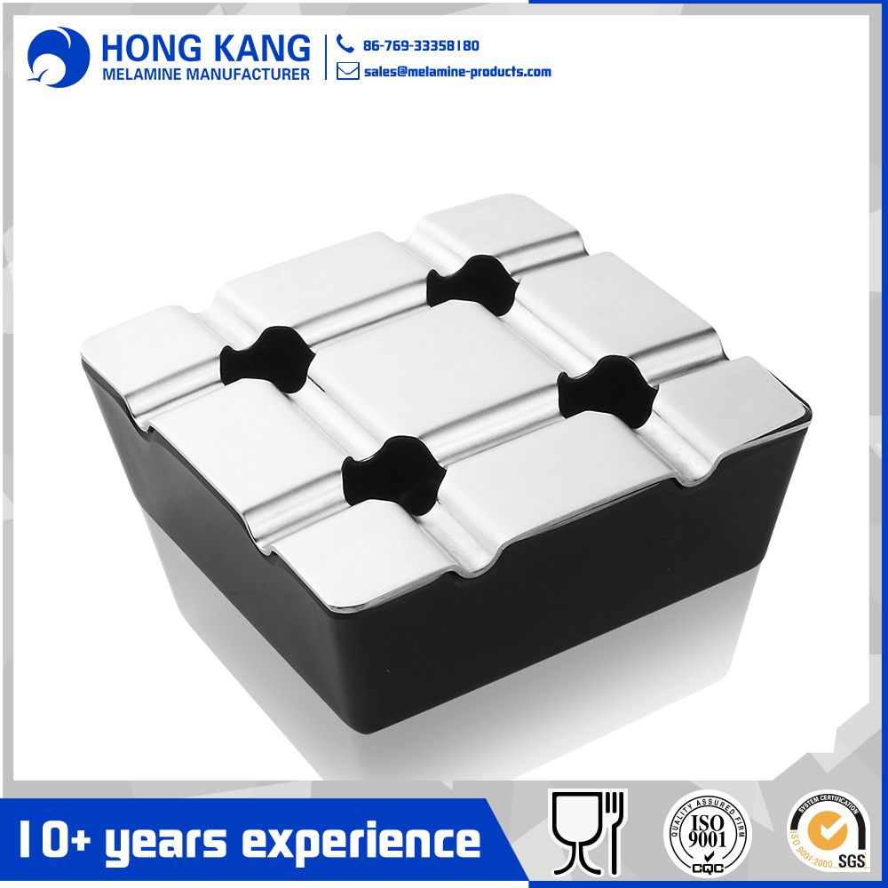 Custom Portable Square Melamine Cigarette Windproof Ashtray