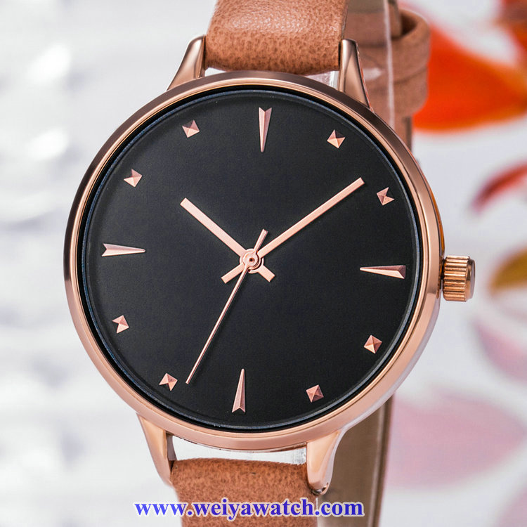 OEM Leather Strap Lady Quartz Wist Watch, Ladies Watches (WY-17028A)