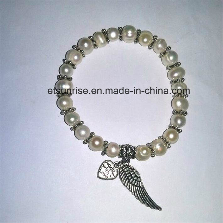 Semi Precious Stone Fashion Crystal Pearl Beaded Jewelry Bracelet