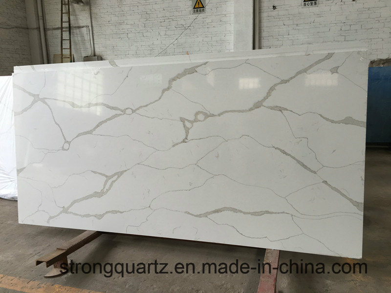 China Wholesale Factory Price Big Size 18mm 2cm 30mm 3cm Gold and White Calacatta Quartz Stone Slab, Calacatta 20mm