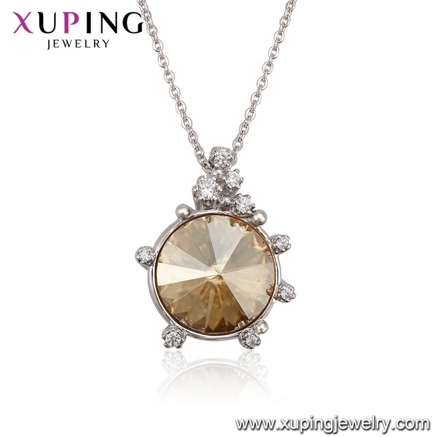 43720 Xuping Simple Shape Gold Round Pendant, Crystals From Swarovski Wedding Necklace Jewelry