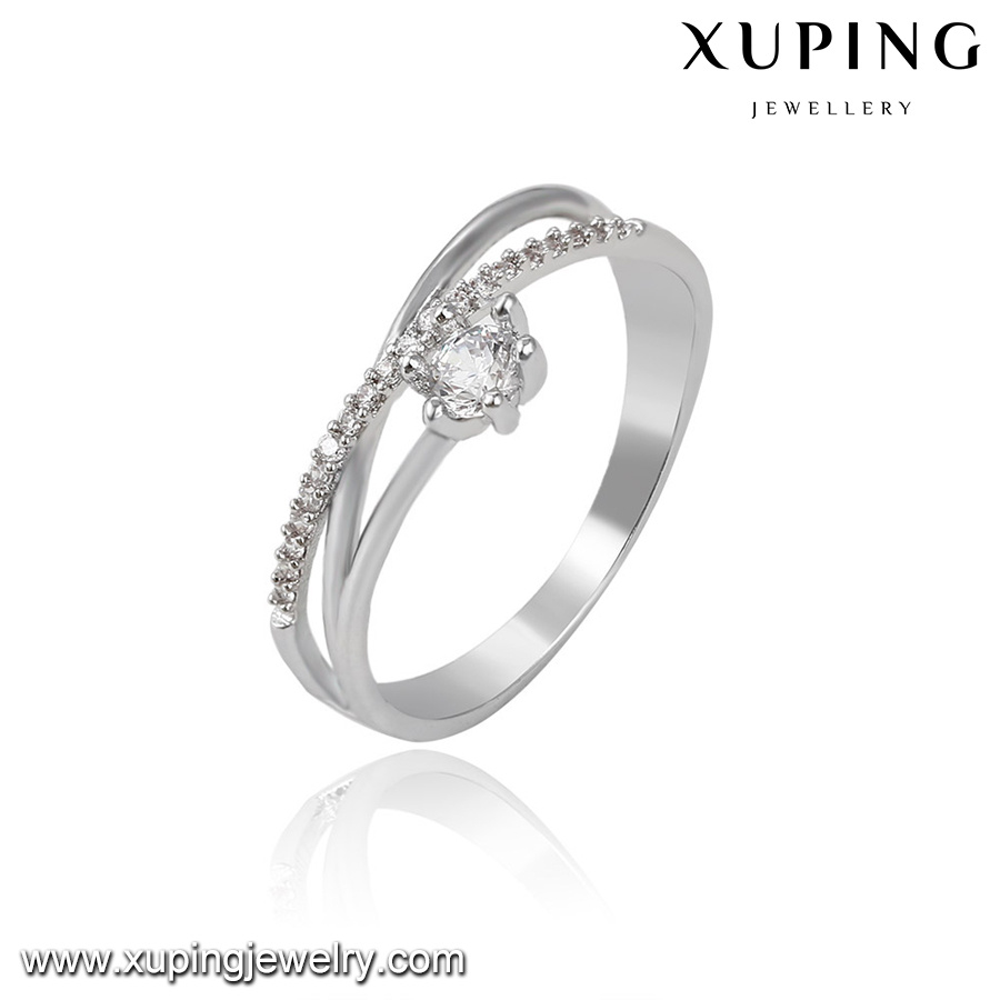 14094 Fashion Rhodium Pretty Diamond Finger Engagement Ring