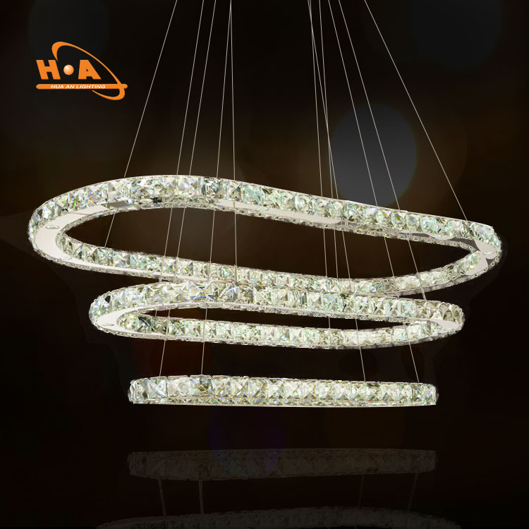 LED 2 Round Crystal Pendant Light LED Chandelier Lighting Modern