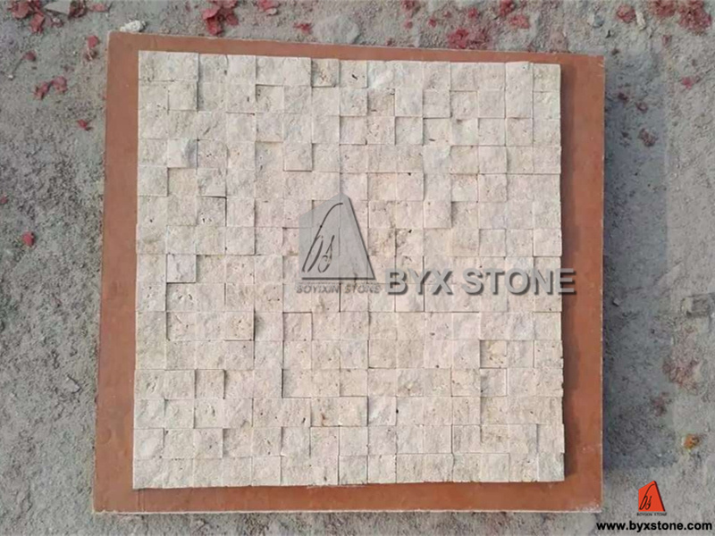 Beige Stone Travertine Mosaic for Wall Decoration