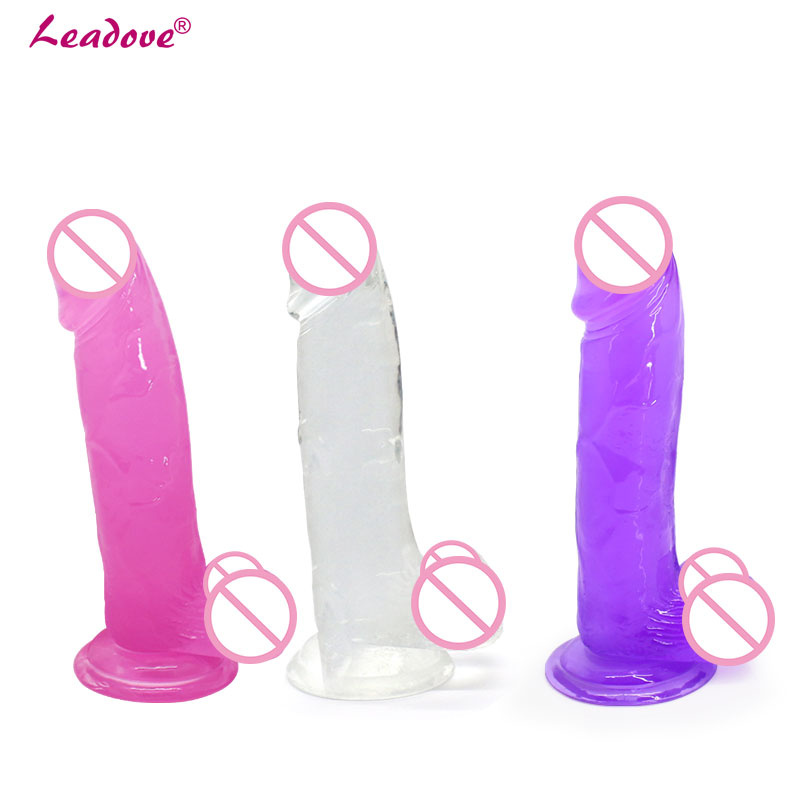 Silicone Realistic Crystal Jelly Dildo Masturbation Erotic Sex Toy for Women