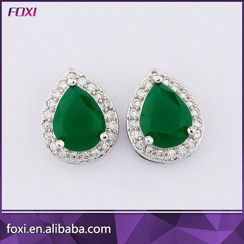 Simple Design Stud Earrings with Rhodium Plating
