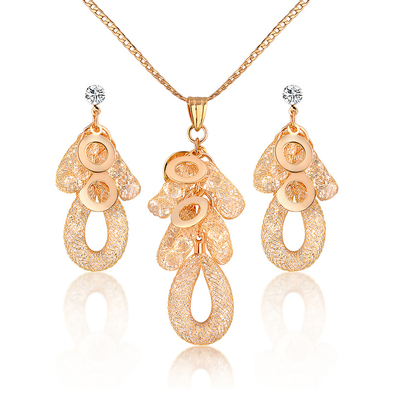 New Item Glass Crystal Stones Fashion Earring Flower Pendant Necklace Jewelry