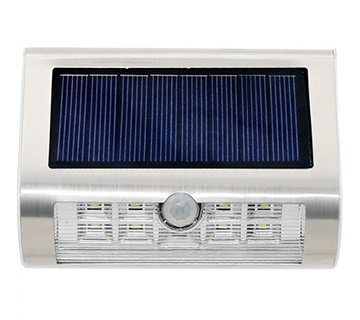Solar Powered PIR Motion Sensor 9 LEDs Wall Light Stainless Steel Wireless Lamp
