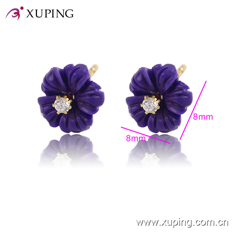Xuping 14k Gold-Plated Charming Flower CZ Diamond Jewelry Earring Studs -91786