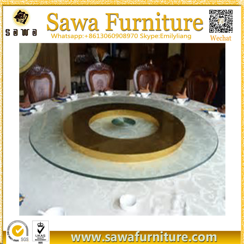Hotel Restaurant Five Wheels Transparent Tempered Glass Lazy Susan