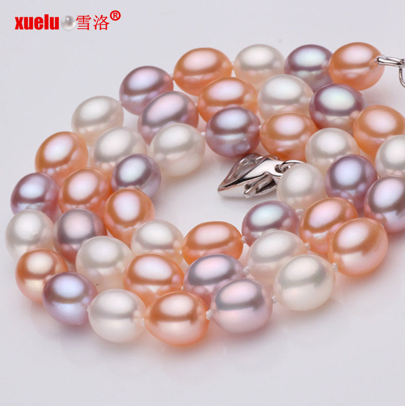 Multicolor AAA Rice Shape Geniune Pearl Necklace Wholesale