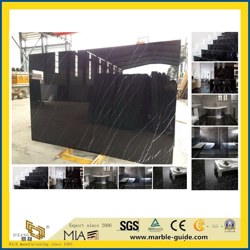 Natural Black Nero Marquina Marble Big Polished Slab for Flooring/Tile/Stair/Paving/Wall/Countertop/Vanity/Kitchen/Bathroom/Sink/Washing/Basin