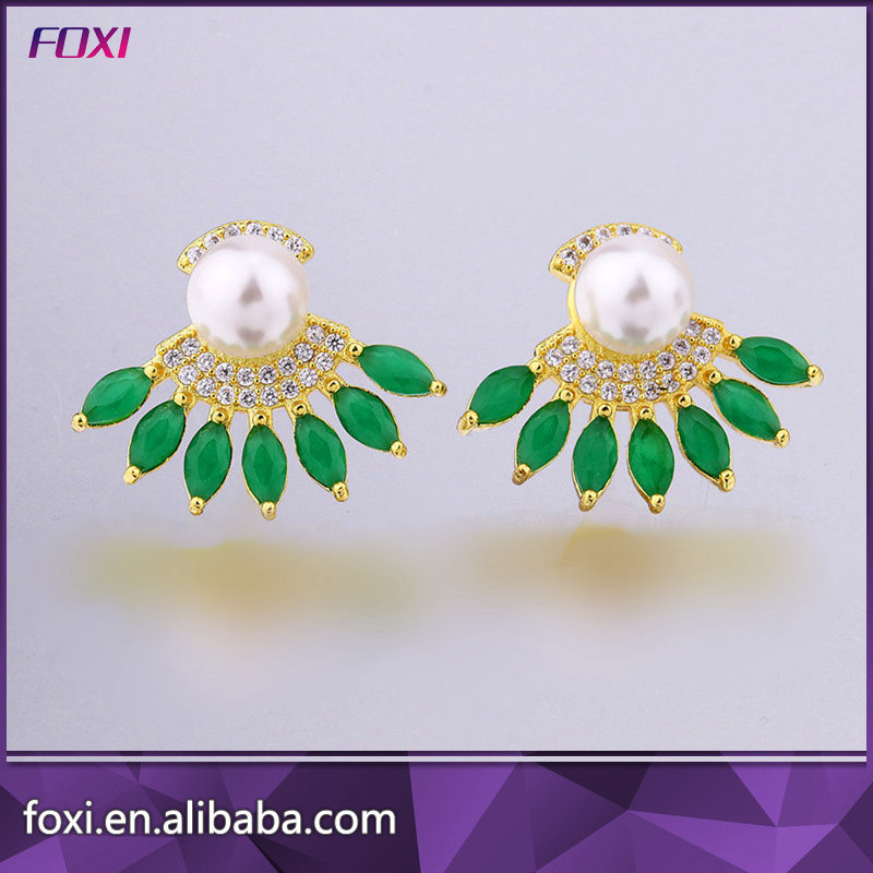 AAA Cubic Zirconia Wholesale Copper Zircona Pearl Stud Earring