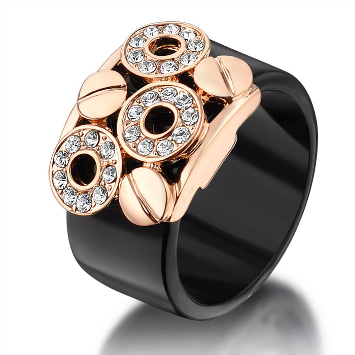 Latest Simple Acrylic Black Fashion Jewelry Gold Finger Ring Designs