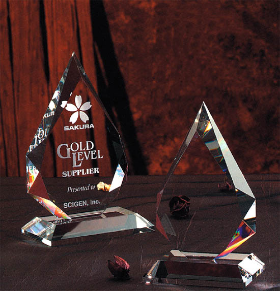 Crystal Award with 3D Flower Laser Engrave