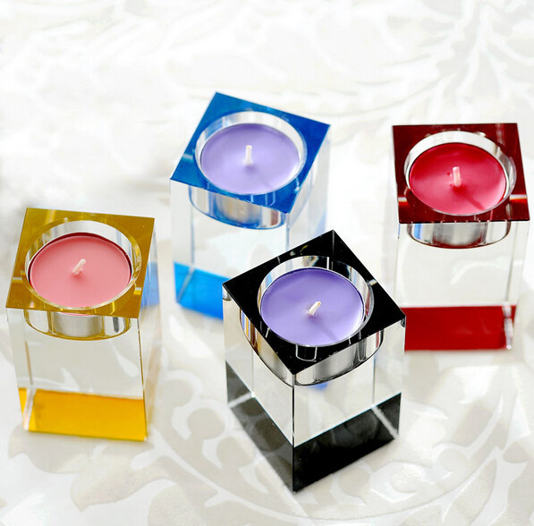 2016 Popular Crystal Glass Tealight Candlestick Craft