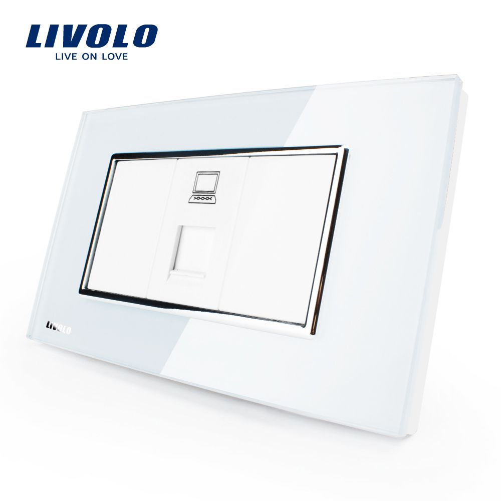 Livolo Crystal Glass 2 Gang Computer Socket (VL-C391C-81/82(COM))