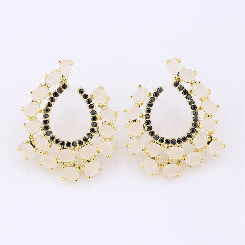 Hot Selling 18K Gold Plated Crystal in 3colors Stud Earring
