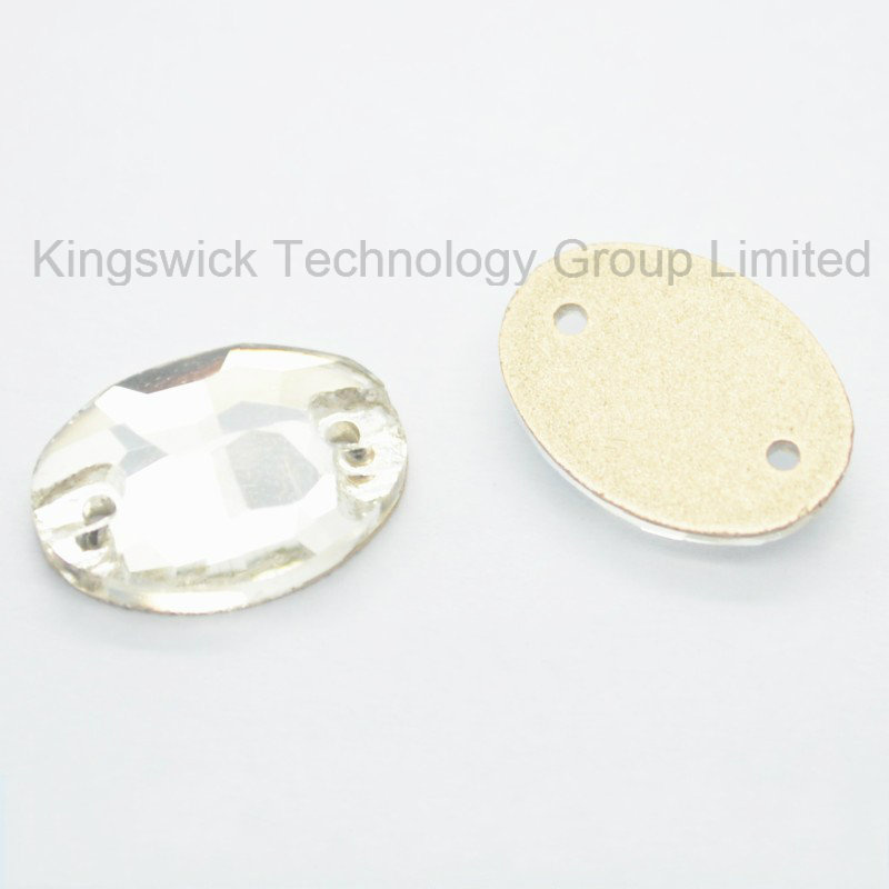 Crystal Rhinestone Oval Sew on Applique for Wedding Dress