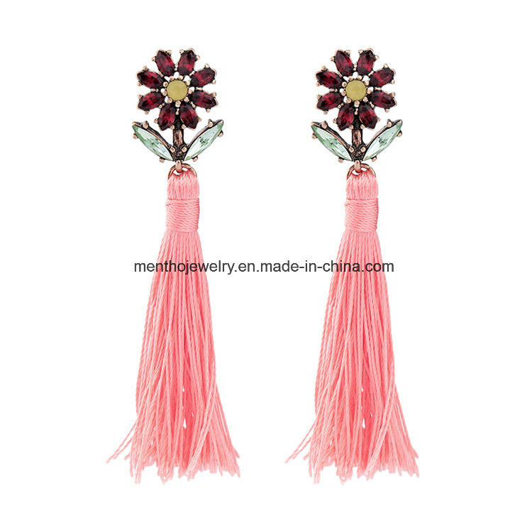 Long Tassel Earrings for Women Studded Crystal Jewelry
