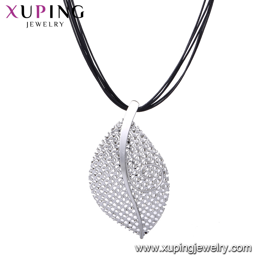 Necklace-00613 Latest Fashion Xuping Rhodium Cross Diamond Silver Jewelry Ceramic Necklace in Stainless Steel Jewelry
